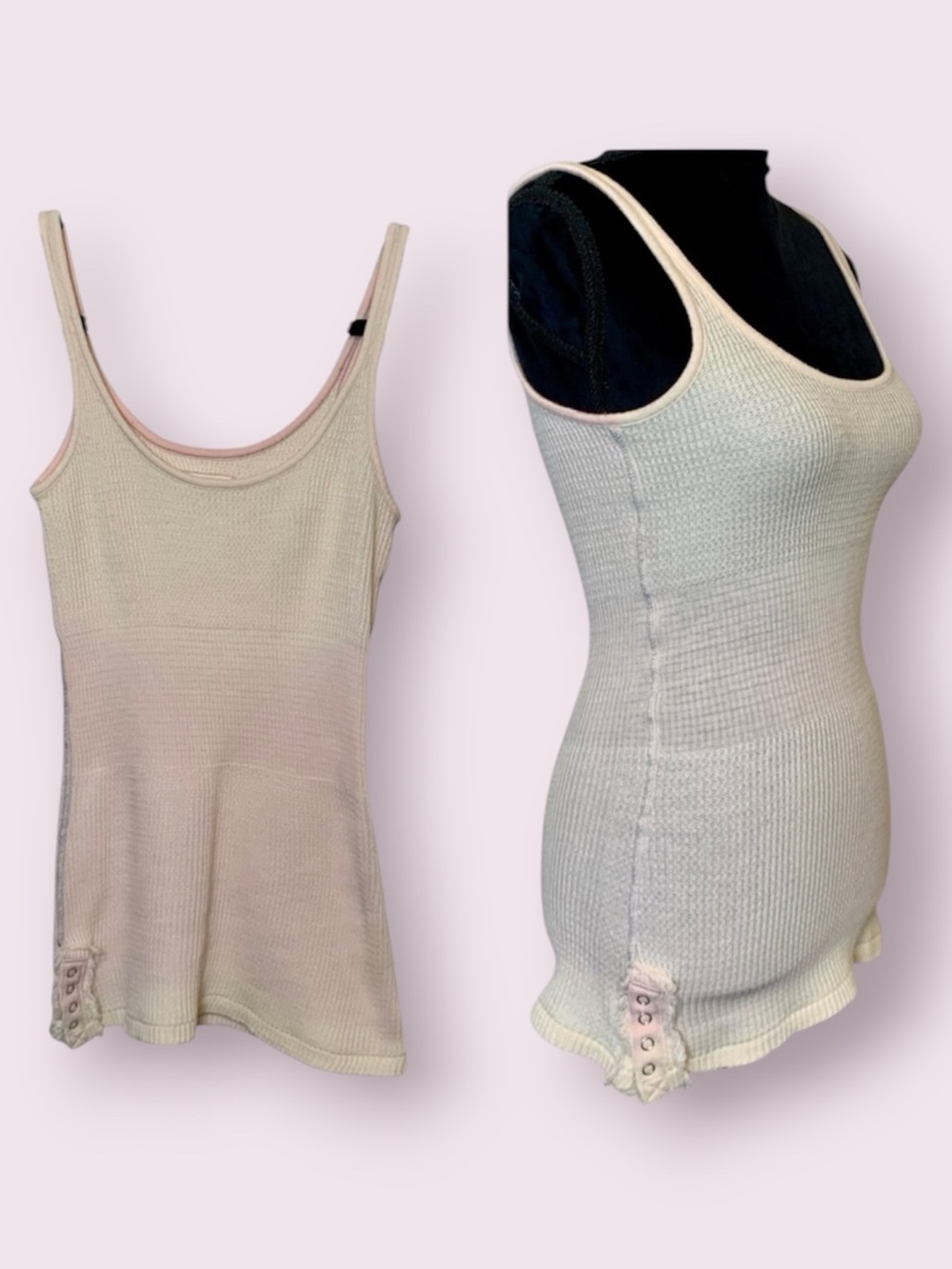 Free People We The Free Ribbed Knit Tank Top Side Snaps Peach Size Medium